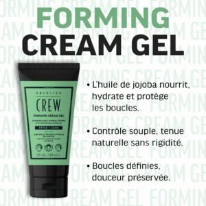 Forming Cream Gel American Crew - Coiffant-Soin Hybride pour hommes | Définition des boucles & nutrition | Tenue moyenne avec protection anti-frisottis | Gel coiffant effet naturel pour hommes.